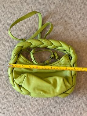 HEREU Lime Green Woven Leather Espiga Mini Handbag Purse